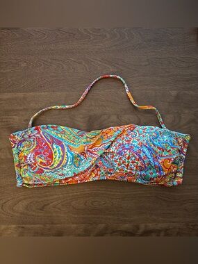 Lauren Ralph Lauren Summer Paisley Twist Bandeau Bikini Top size 14